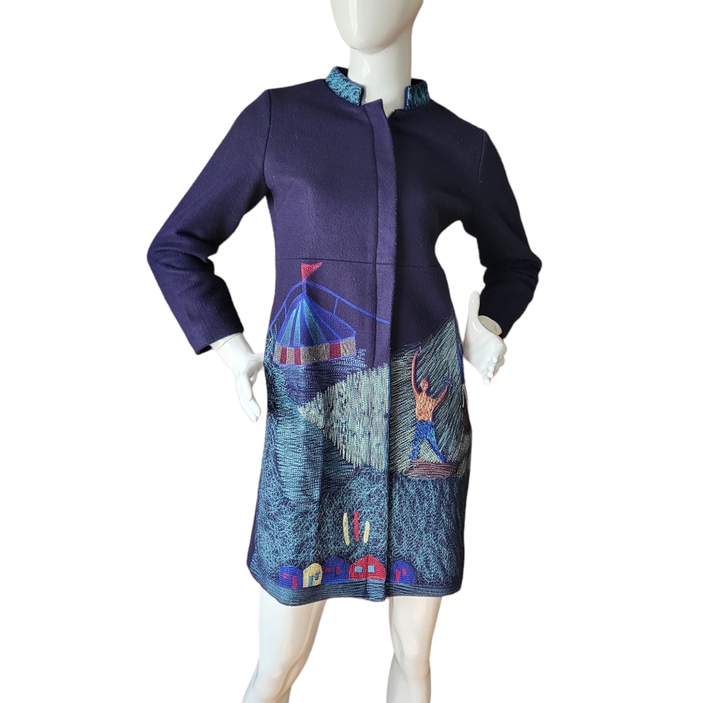 Vintage Donna Karan Wool Embroidered Coat